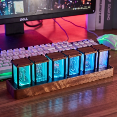 Настольные светодиодные часы Nixie tube Retro Wood-1